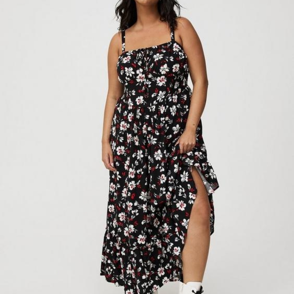 NWT Torrid Challis Smocked Maxi Dress Size 00